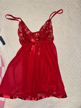 Red Lace & sheer sexy Lingere Used. Worn.